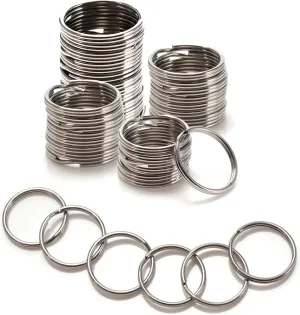 100 PCS Small Keychain Rings, 25mm Silver-Colored Split Rings, Stainless Steel Double Loops Round Keychain for Key Jewelry Making DIY Craft