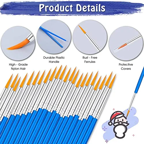 100Pcs Paint Brushes Bulk Small, Anezus Paint Brushes for Kids Fine Paint Brushes Set Detail Paint Brushes for Classroom Model Canvas Face Nail Art