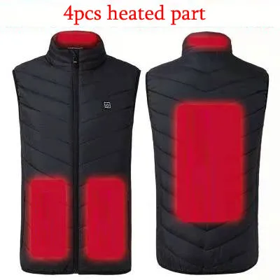 11PCS Heated Jacket Fashion Men Women Coat Intelligent USB Electric Heating Thermal Warm Clothes Winter Heated Vest Plussize