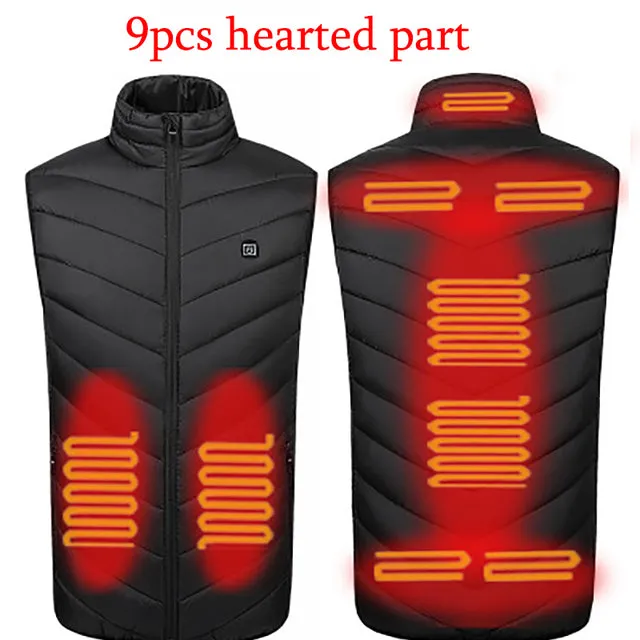 11PCS Heated Jacket Fashion Men Women Coat Intelligent USB Electric Heating Thermal Warm Clothes Winter Heated Vest Plussize
