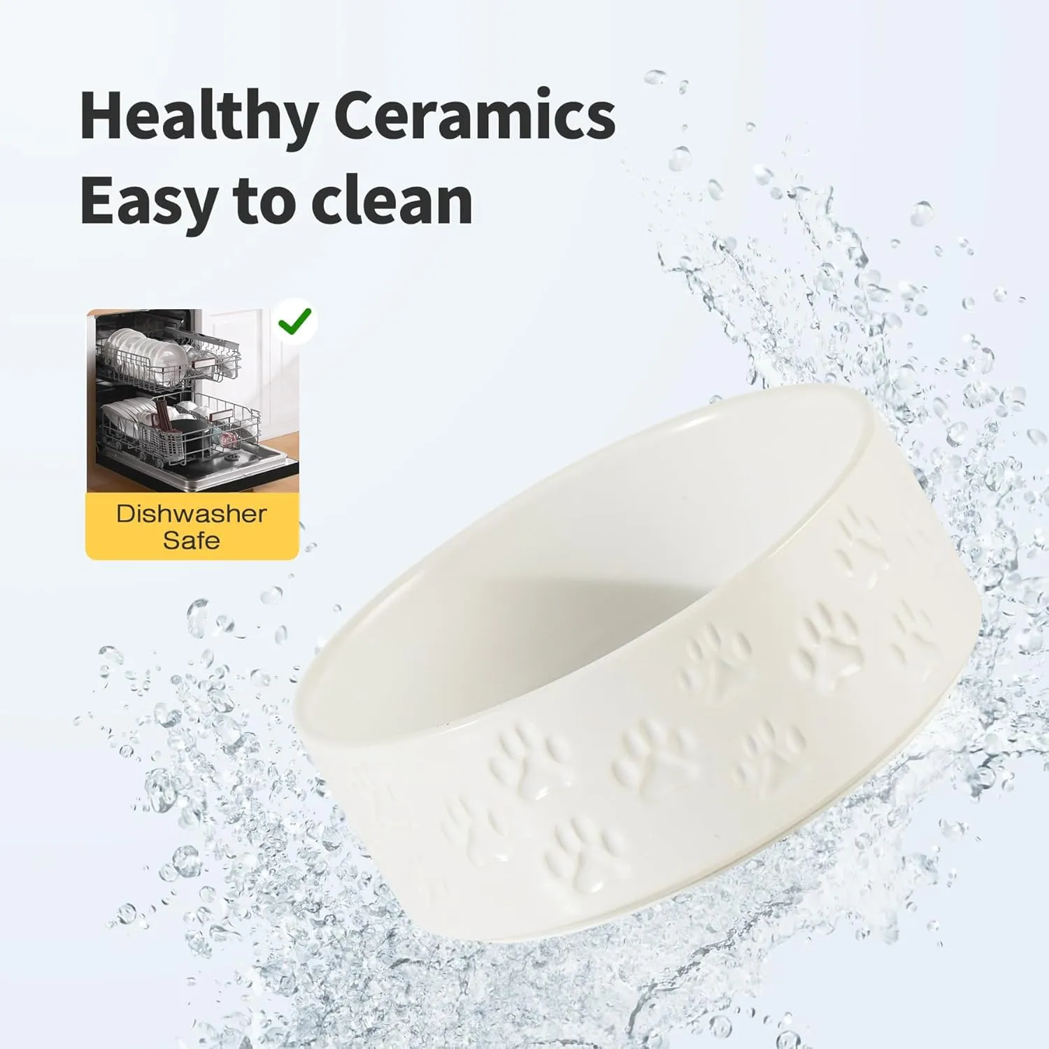 2 Pack Elevated Ceramic Dog Bowls, 5.1 inch Raised Dog Bowl Stand, 2-Height Adjustable for Toy Breed Dogs, Cats, Puppy, Protects Cervical Spine (Double Bowls   Double Stands - White, 5.1 inch)