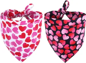 2 Pack Valentine Dog Bandana Reversible Triangle Bibs Scarf Accessories for Cats Pets Small