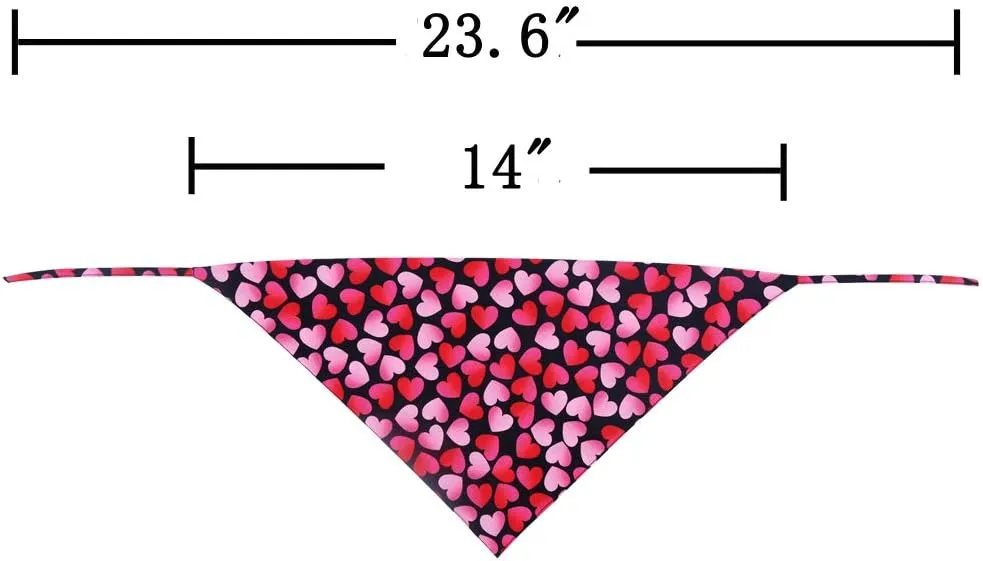 2 Pack Valentine Dog Bandana Reversible Triangle Bibs Scarf Accessories for Cats Pets Small
