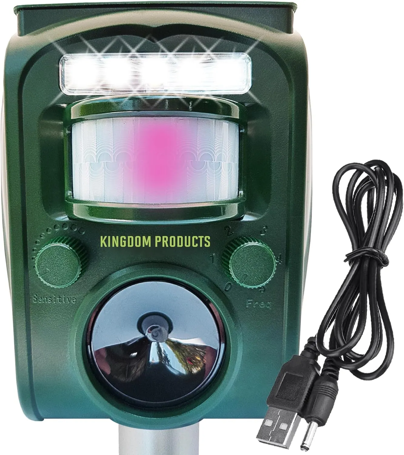 2025 Expanded Detection Range Solar Animal Repeller  Animal Repellent Outdoor Motion Activated by a Powerful Sensor, Wider Range of 110 Degrees, Stronger LED Lights, Alarm and Free USB Cable