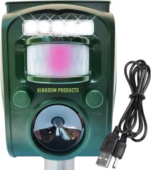 2025 Expanded Detection Range Solar Animal Repeller  Animal Repellent Outdoor Motion Activated by a Powerful Sensor, Wider Range of 110 Degrees, Stronger LED Lights, Alarm and Free USB Cable