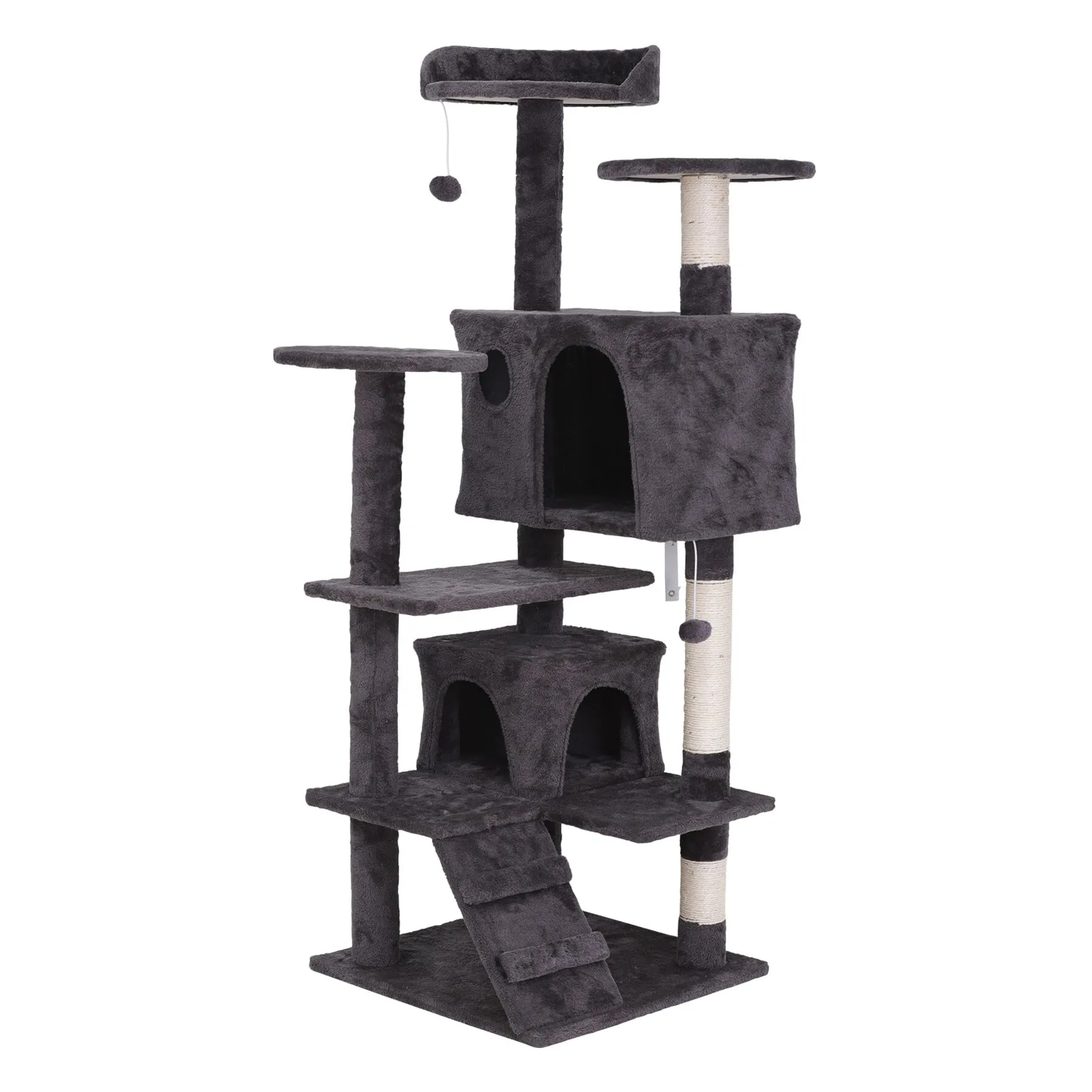 55''H Multi-Level Cat Tree Condo W/Scratching Post Tower & Perch, Play House