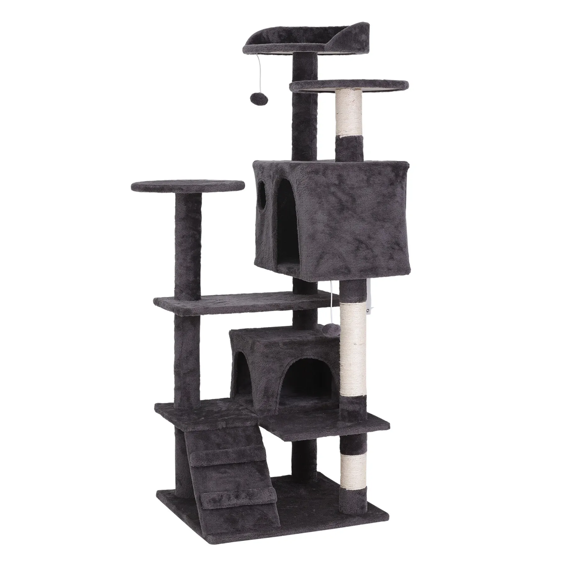 55''H Multi-Level Cat Tree Condo W/Scratching Post Tower & Perch, Play House