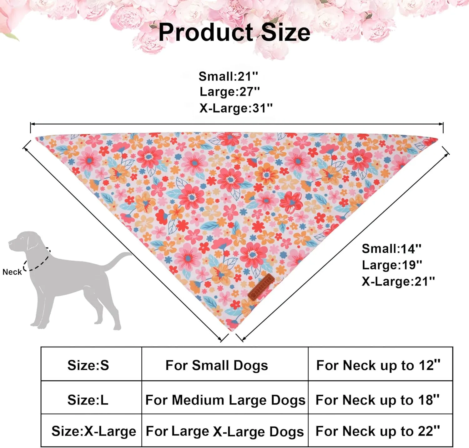 ADOGGYGO Floral Dog Bandana 2 Pack, Reversible Pink Daisy Pet Scarf Bib, Adjustable Fit Cute Flower Bandanas for Extra Large Dogs Pets (X-Large)