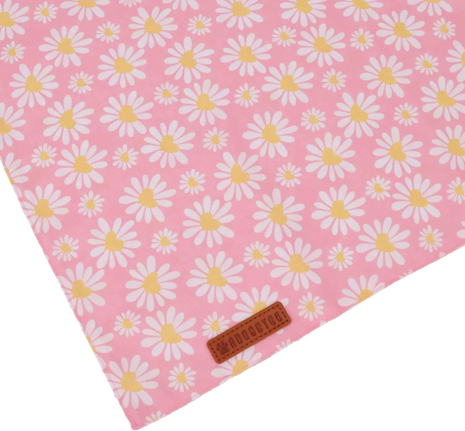 ADOGGYGO Floral Dog Bandana 2 Pack, Reversible Pink Daisy Pet Scarf Bib, Adjustable Fit Cute Flower Bandanas for Extra Large Dogs Pets (X-Large)