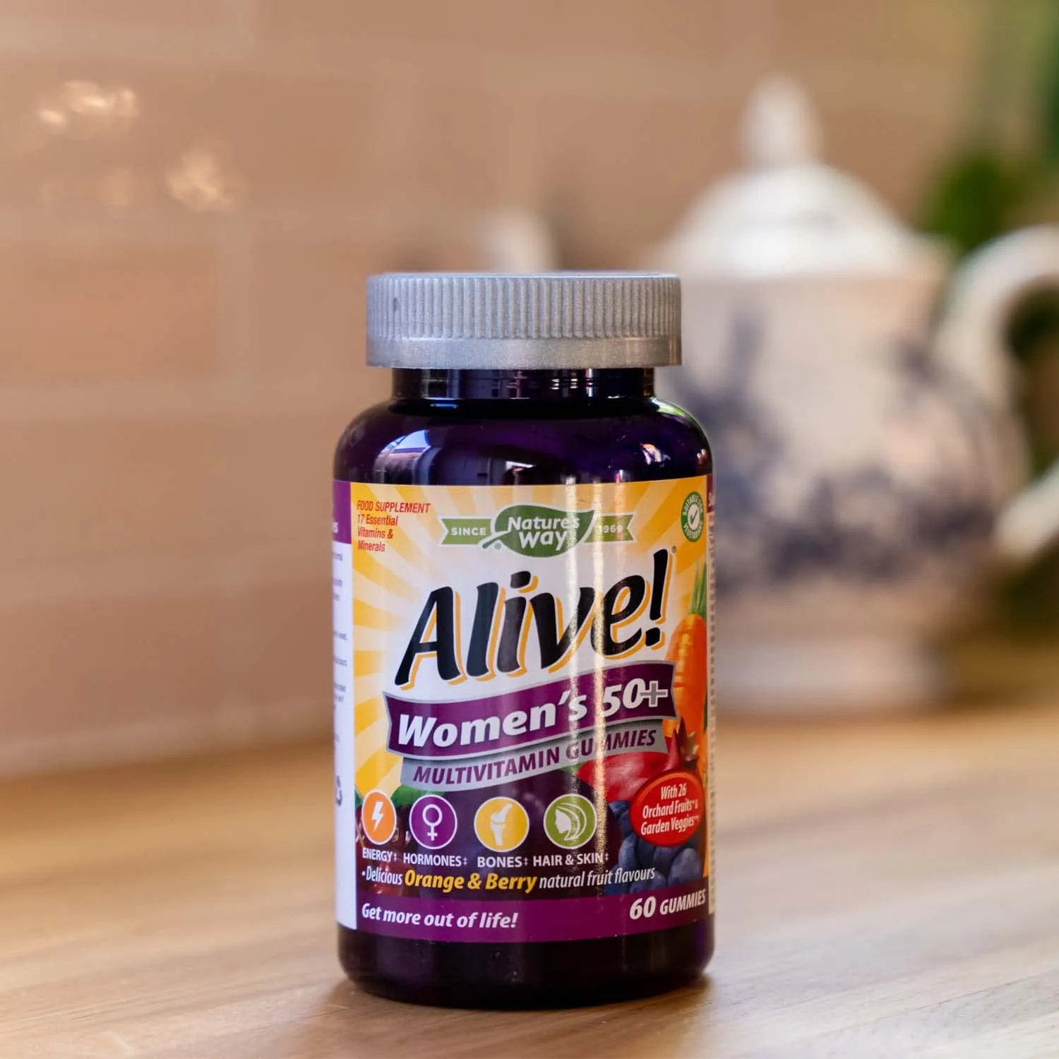 Alive! Women’s 50  Multivitamin Gummies, Multi-Vitamins & Minerals with a Blend of 26 Fruits & Vegetables, Specially Balanced Formulation for Women, Suitable for Vegetarians - 60 Gummies