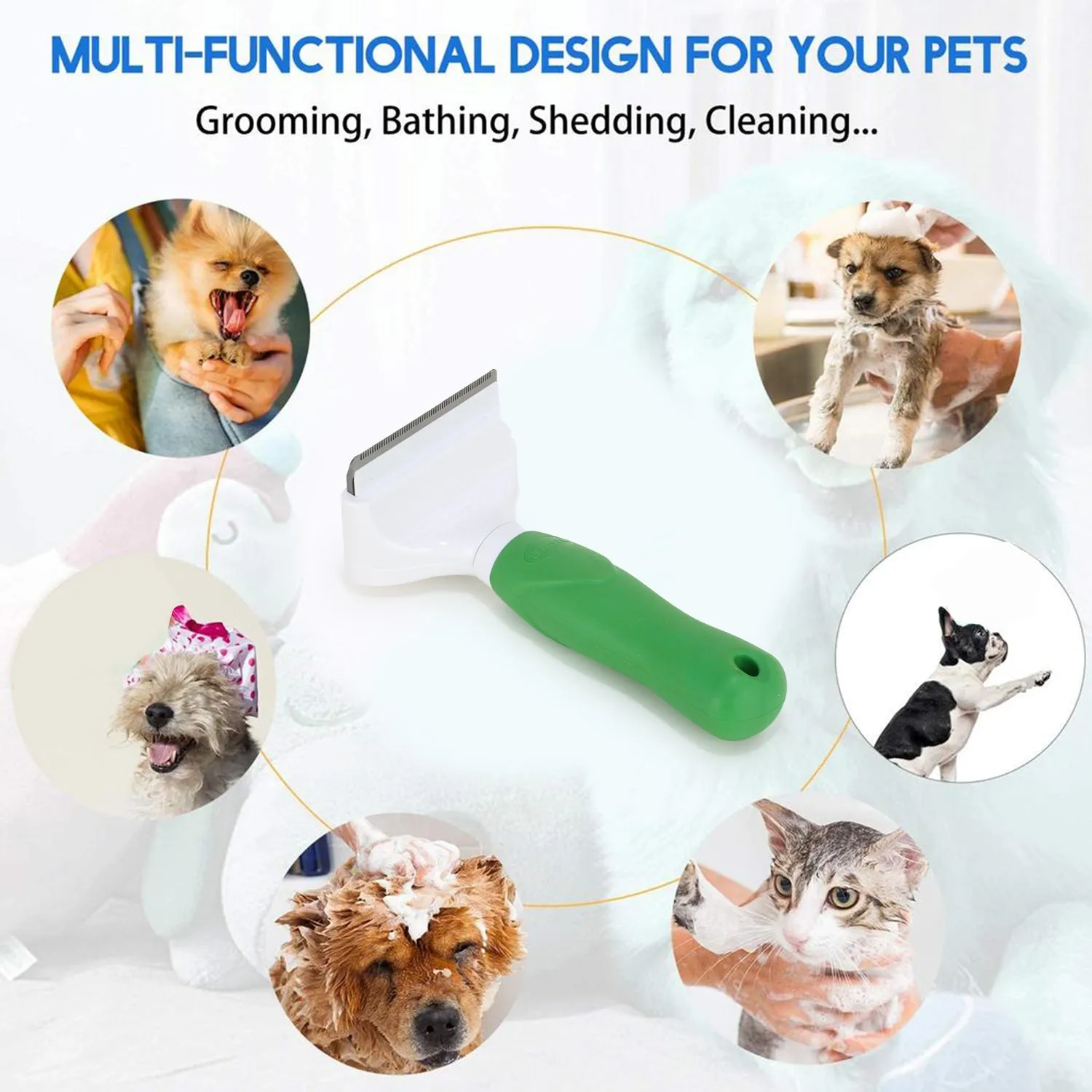 BASIL Pet De-Shedding Comb for Dogs & Cats