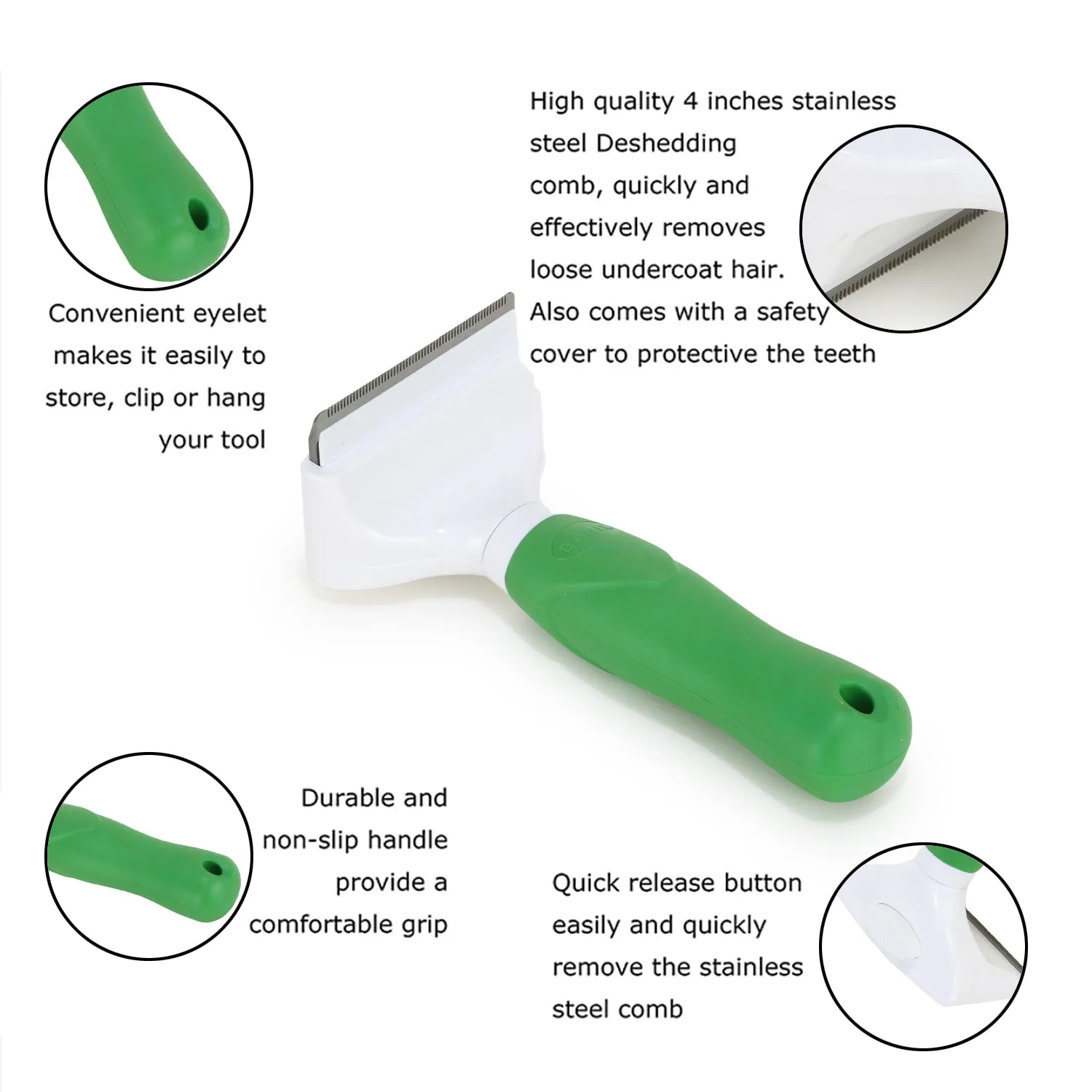 BASIL Pet De-Shedding Comb for Dogs & Cats