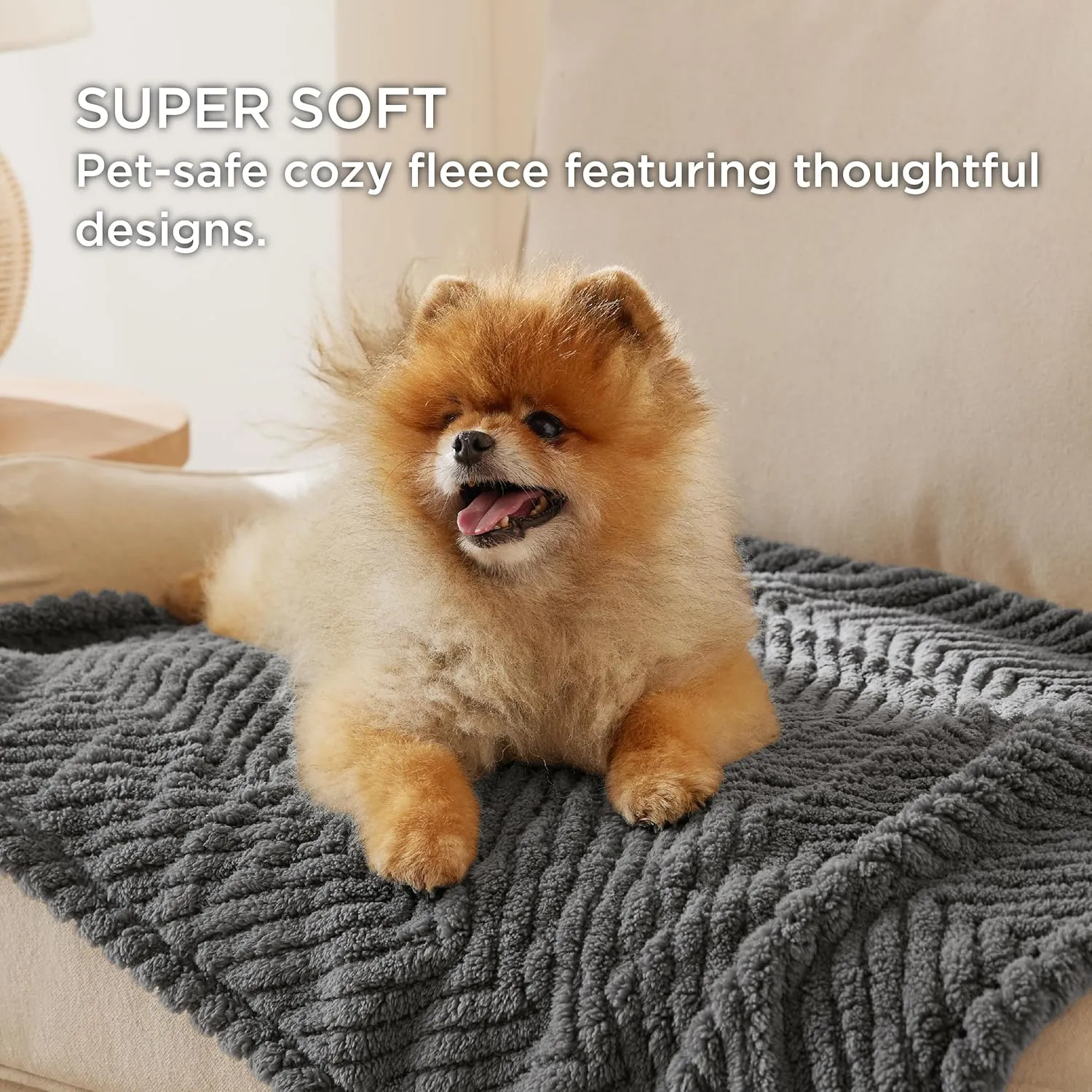 Bedsure 1 Pack 2 Dog Blankets for Small Dogs - 2pcs Washable Fluffy Fuzzy Puppy Cat Blanket with Premium 300GSM Coral Fleece Soft for Pet Kitten Doggy, Grey