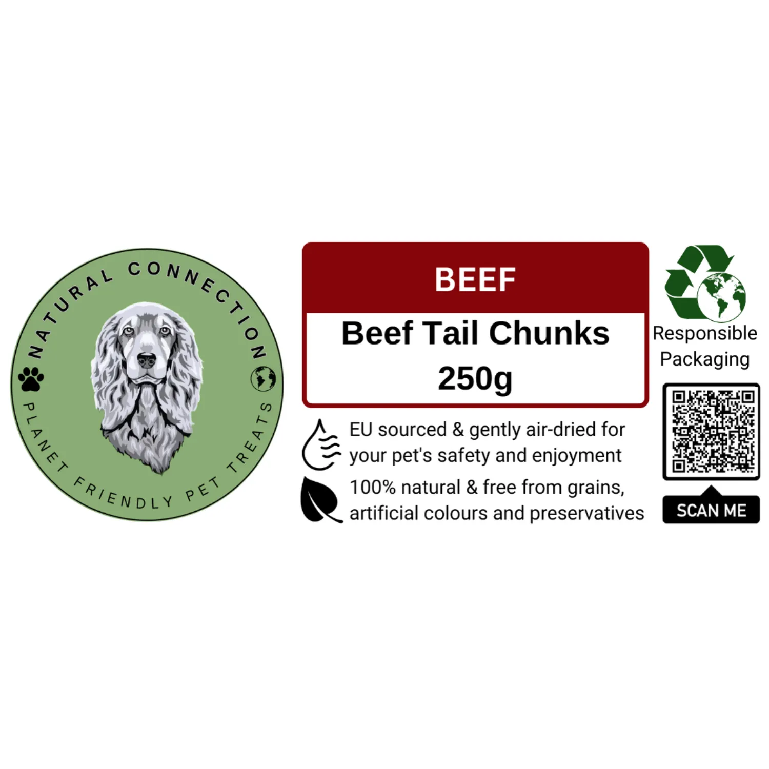 Beef Tail Chunks | Chewy Air-Dried High Collagen Dog Treats by Natural Connection