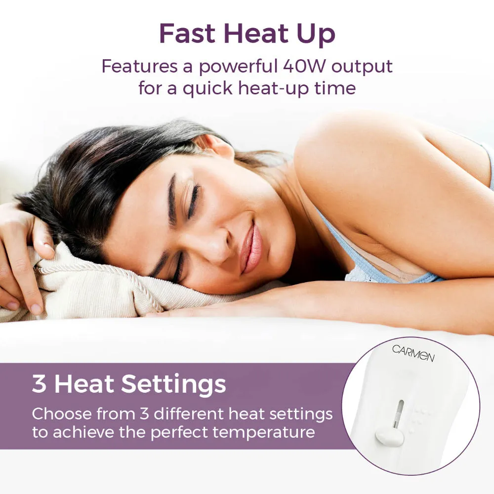 Carmen Single Heated Under Electric Blanket  - White