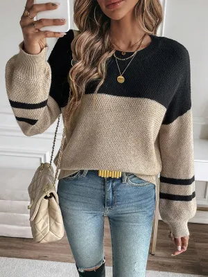 Casual Round Neck Pullover Long Sleeve Women's Sweater