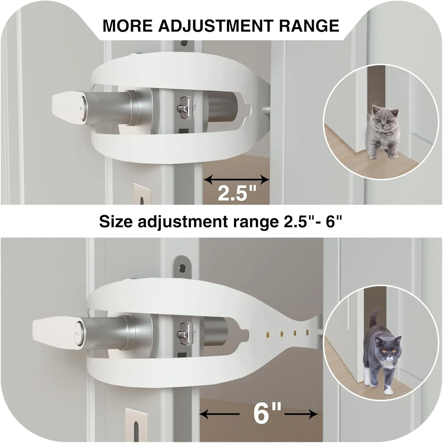 Cat Door Holder Latch Larger Adjustable Cat Door Alternative Fast Latch Strap Let Cats in and Keeps Dogs Out of Litter & Food and Safe Baby Proof No Measuring Easy to Install White