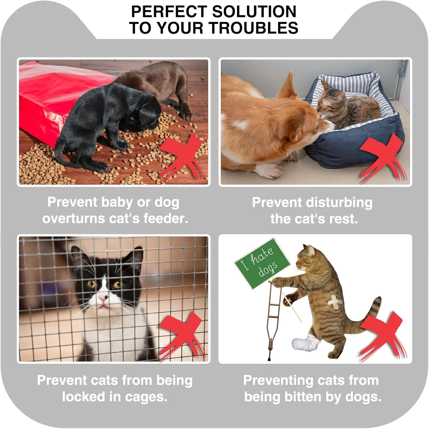 Cat Door Holder Latch Larger Adjustable Cat Door Alternative Fast Latch Strap Let Cats in and Keeps Dogs Out of Litter & Food and Safe Baby Proof No Measuring Easy to Install White