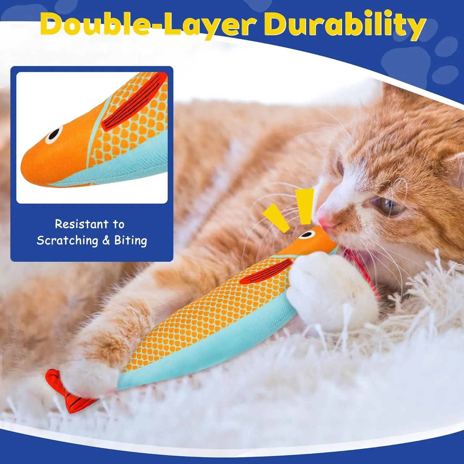Cat Toys, 3-Pack Catnip Toys for Cats, Soft and Durable with Crinkle Sound, Interactive Kitten Toys for Indoor Cats, 9.4 Inches, Saury Fish Cat Chew Toy for All Breeds (Saury Fish)