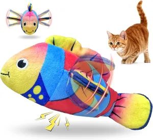 Cat Toys Flapping Fish with SilverVine and Catnip, Moving Cat Kicker,Rechargeable Touch Activated Kitten Toy,Motion Kitten Interactive Exercise Toys, Interactive Mice Animal Toy