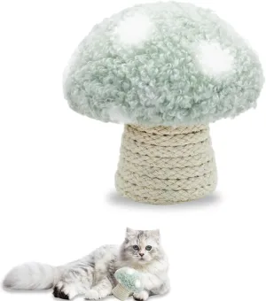 Catnip Toys for Cats, Cute Plush Mushroom Shape Cat Toys for Indoor Cats Adult, Built-in Sound Stone Cat Chew Toy for Teeth Cleaning Interactive Boredom Relief (Green)