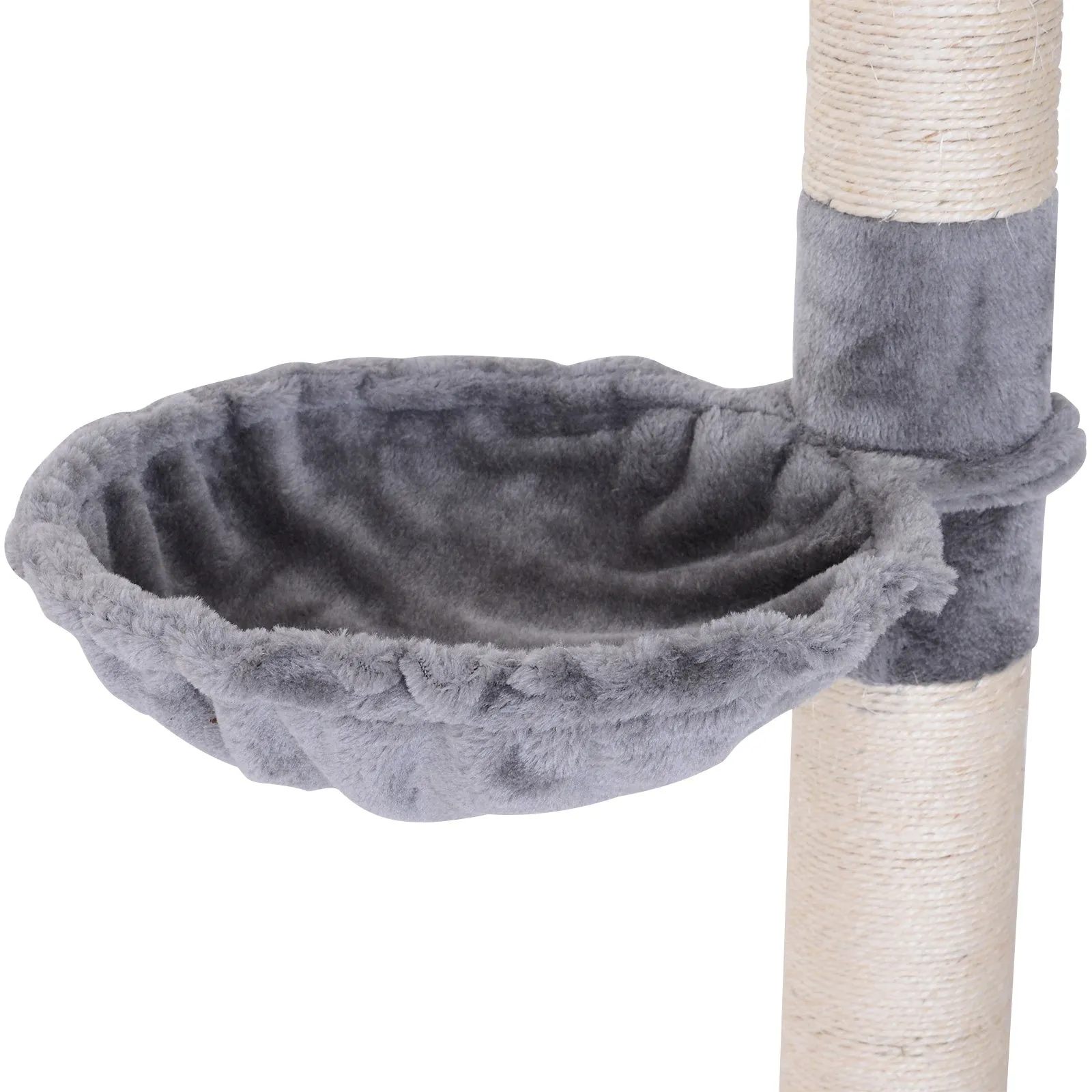 Cats Floor to Ceiling Scratching Post w/ 5-Tier Plush Leisure Platforms Grey