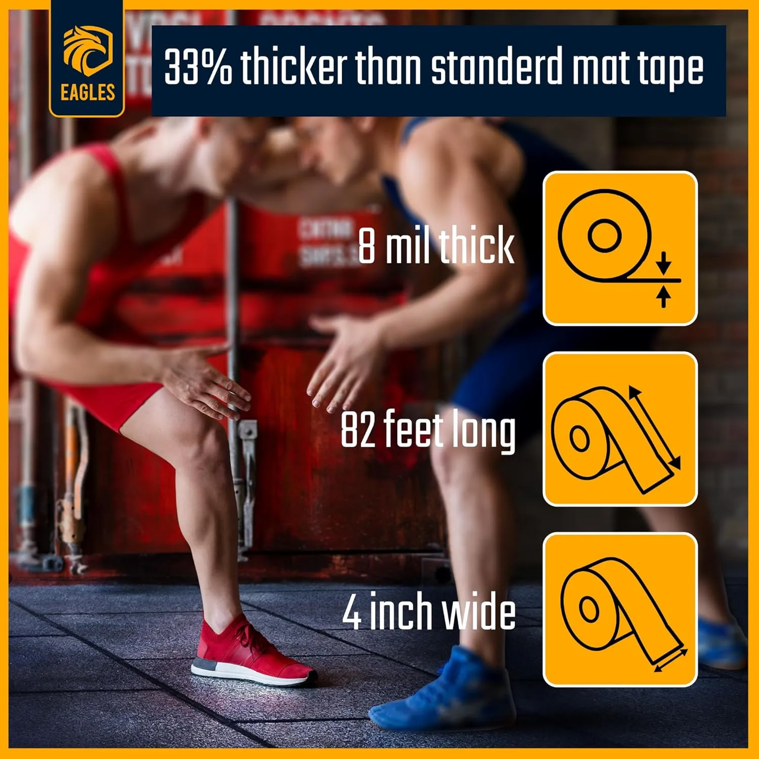 Clear Mat Tape 3 or 4 Inch, 1 or 2 Pack Mat Tape for Wrestling Grappling Gymnastics Jiu Jitsu MMA Floor | Exercise Roll Out Mats Foam Tiles | Home Mats & Gym Floor Tape (1, 4 Inch)