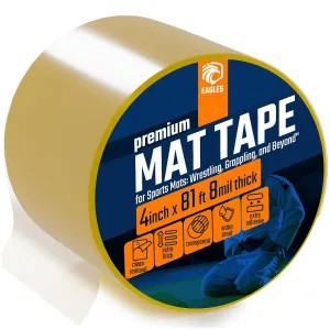 Clear Mat Tape 3 or 4 Inch, 1 or 2 Pack Mat Tape for Wrestling Grappling Gymnastics Jiu Jitsu MMA Floor | Exercise Roll Out Mats Foam Tiles | Home Mats & Gym Floor Tape (1, 4 Inch)