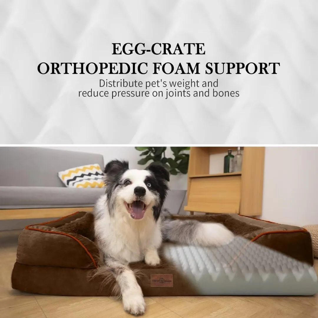 Comfort Expression Orthopedic Jumbo Dog Bed for Extra Large Dogs, Large Breed Waterproof Dog Bed, PV Washable Dogs Sofa Beds with Removable Cover & Non-Slip Bottom(Jumbo,Chocolate Brown)