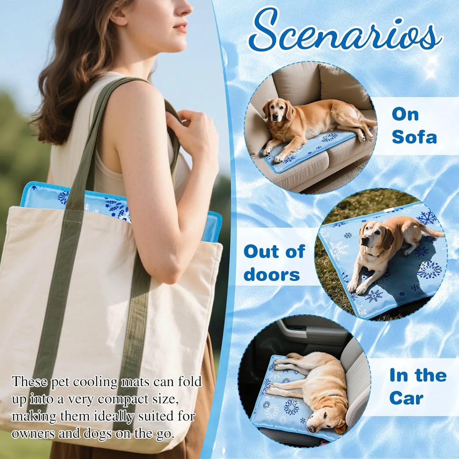 Cooling Mat for Dogs Cats - Water Injection Pet Cooling Pad, Summer Cats Self-Cooling Mat for Indoor & Outdoor