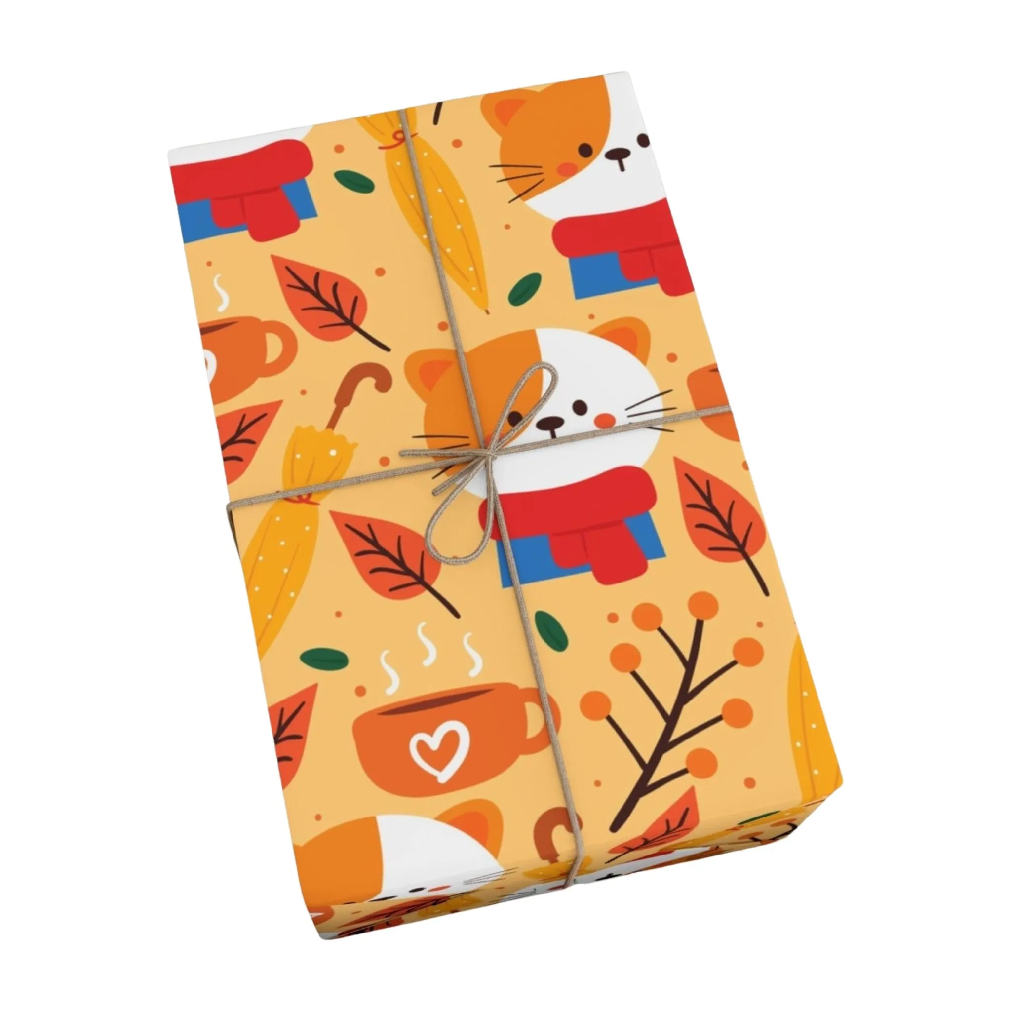 Cozy Fall Cat Gift Wrap