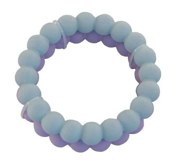 Dexypaws 2 Piece Aggressive Teething Ring Set, Lilac and Sky Blue Dog 1pcSet Beige and Black Dog 1pc