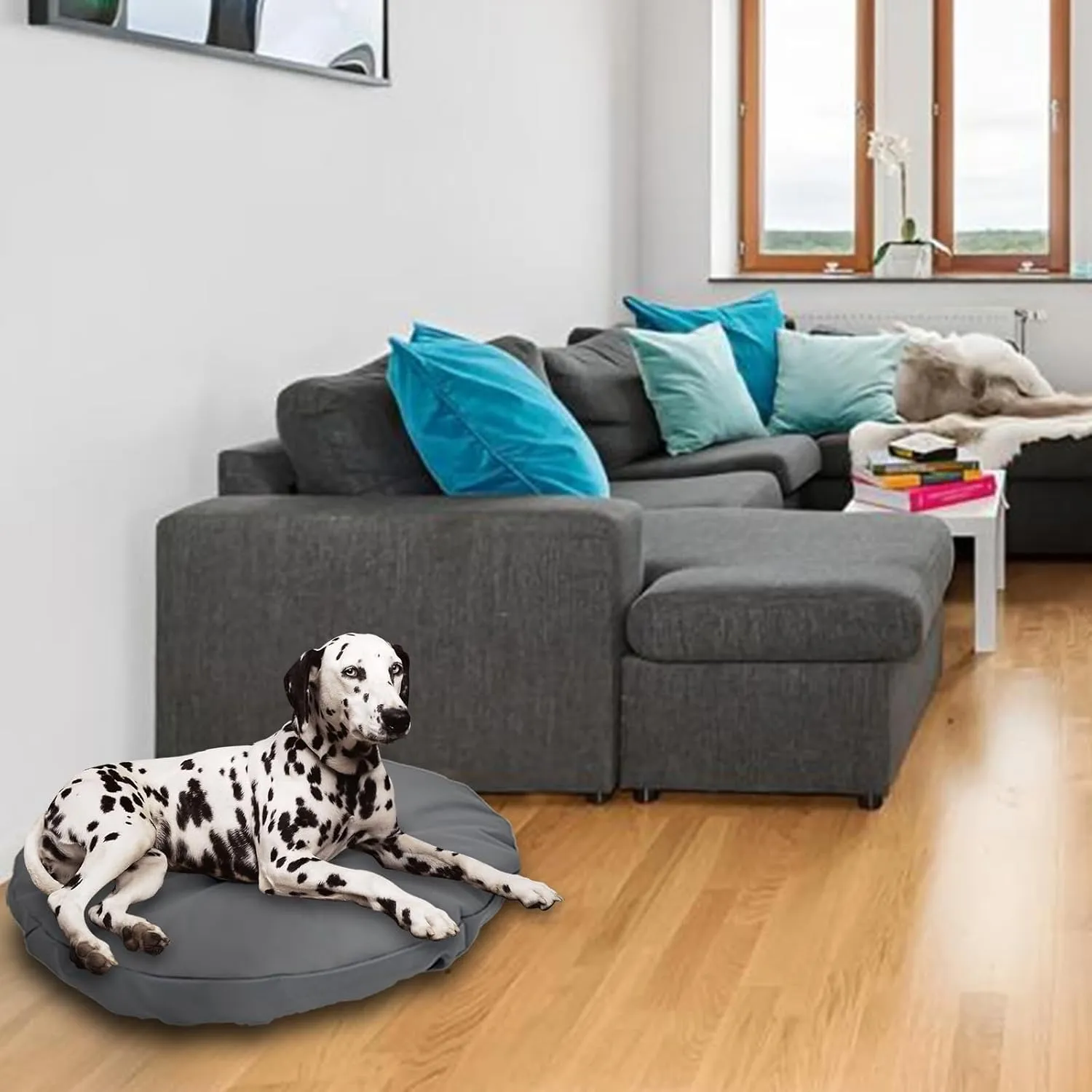 Dog Bed Cover Waterproof Replacement Machine Washable Covers for 20x20 Inch Dog Bed Heavy Duty Scratch Resistant Mattress Protector Pet Bed Round Grey Cover Only