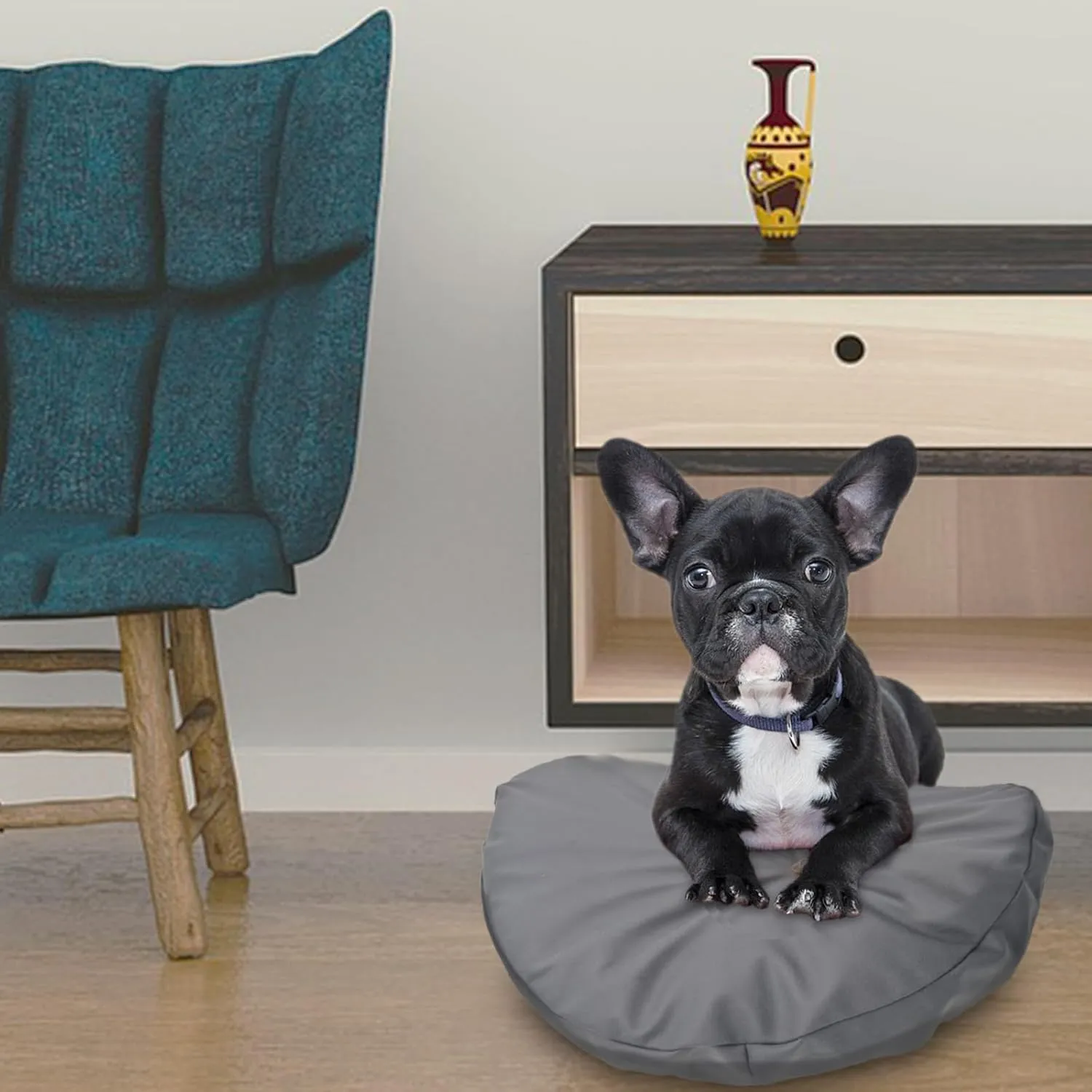 Dog Bed Cover Waterproof Replacement Machine Washable Covers for 20x20 Inch Dog Bed Heavy Duty Scratch Resistant Mattress Protector Pet Bed Round Grey Cover Only