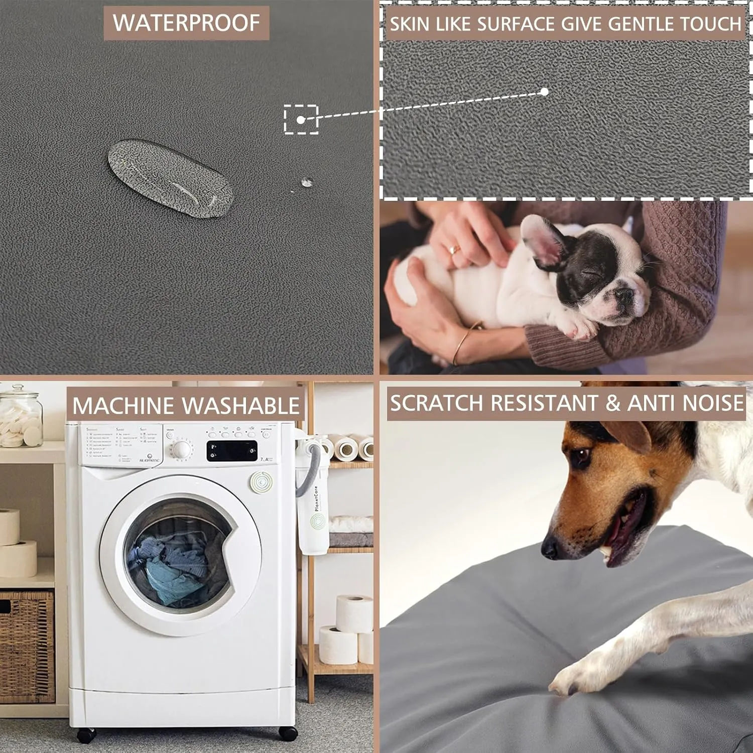 Dog Bed Cover Waterproof Replacement Machine Washable Covers for 20x20 Inch Dog Bed Heavy Duty Scratch Resistant Mattress Protector Pet Bed Round Grey Cover Only