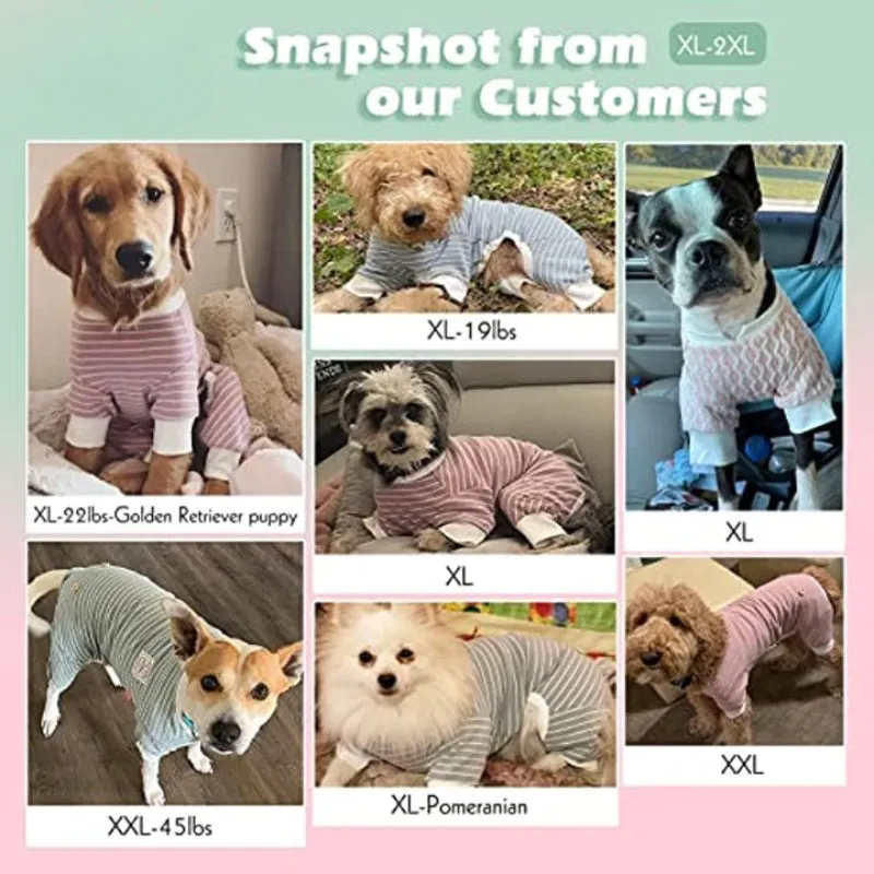 Dog Pajamas Stretchable Dog Jumpsuit 4 Legs Strip PJS Pet Puppy Pajamas Lightweight