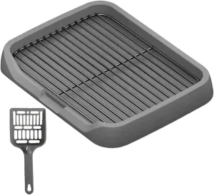 Dog Toilet, Indoor Potty Tray Pet Litter Pan, Puppy Potty Tray, Potty Trainer Puppy Pee Pad for Small Medium Large Dogs, Gray