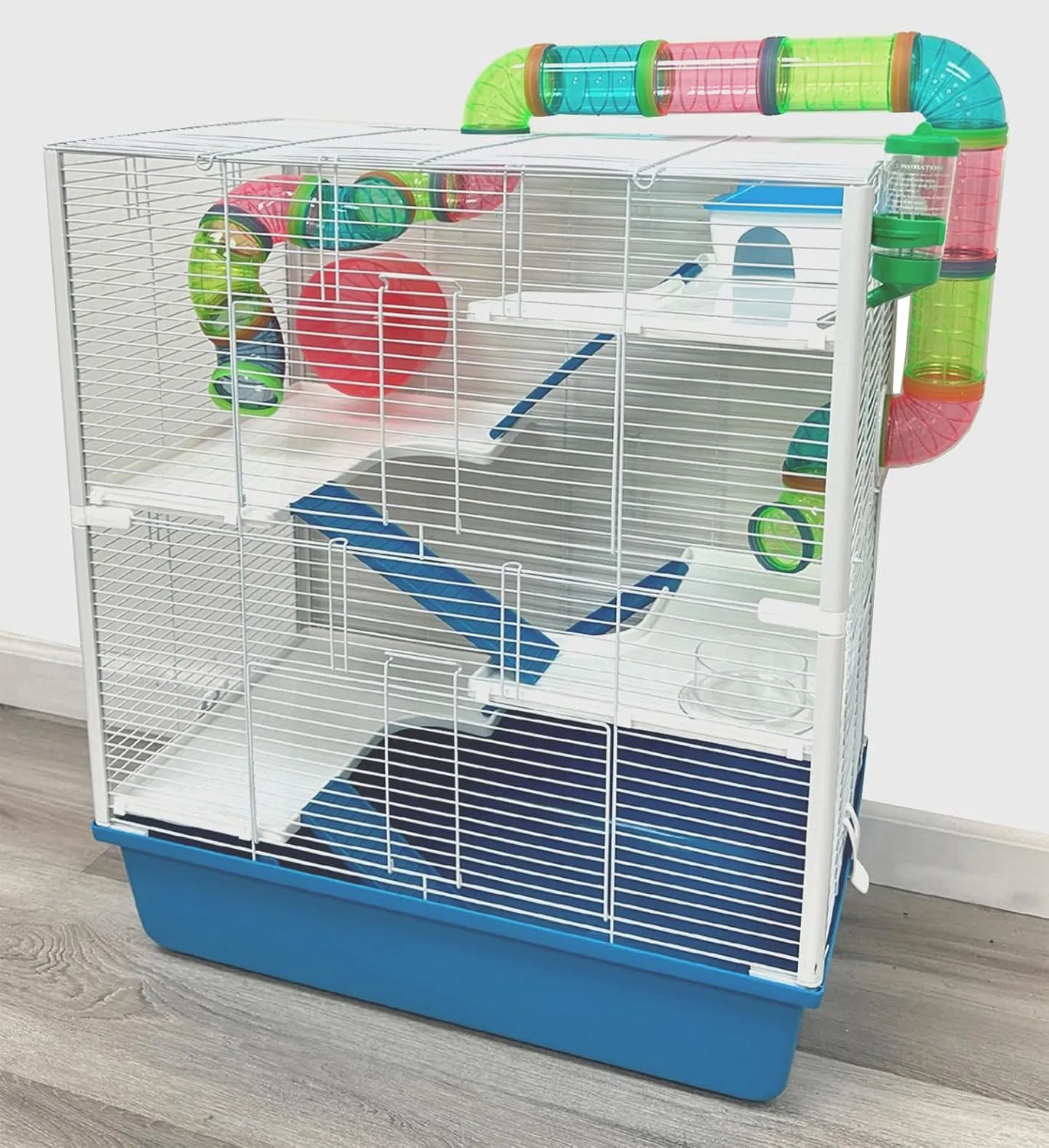 Extra Large 23" Multi-Tiers Hamster Palace Gerbil Habitat Mouse House Mice Home Critters Cage with Complete Set of Accessories Expandable and Customizable with Hide House Food Bowl Running Wheel