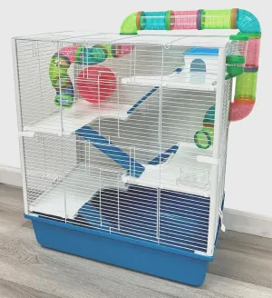 Extra Large 23" Multi-Tiers Hamster Palace Gerbil Habitat Mouse House Mice Home Critters Cage with Complete Set of Accessories Expandable and Customizable with Hide House Food Bowl Running Wheel
