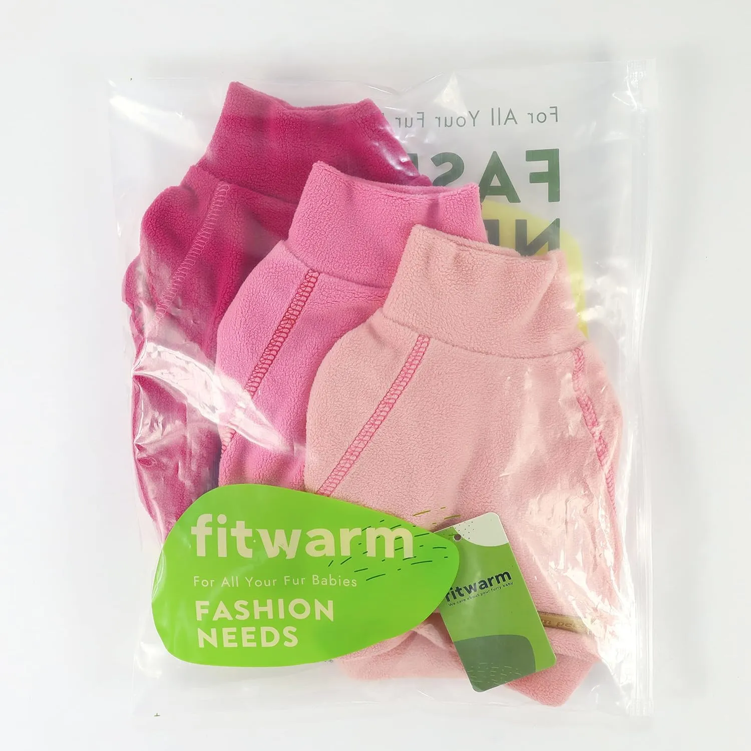 Fitwarm 3 Pack Classic Fleece Sweatshirt for Small Dogs and Cats, Pullover Jumper in Pink, Rose and Baby Pink