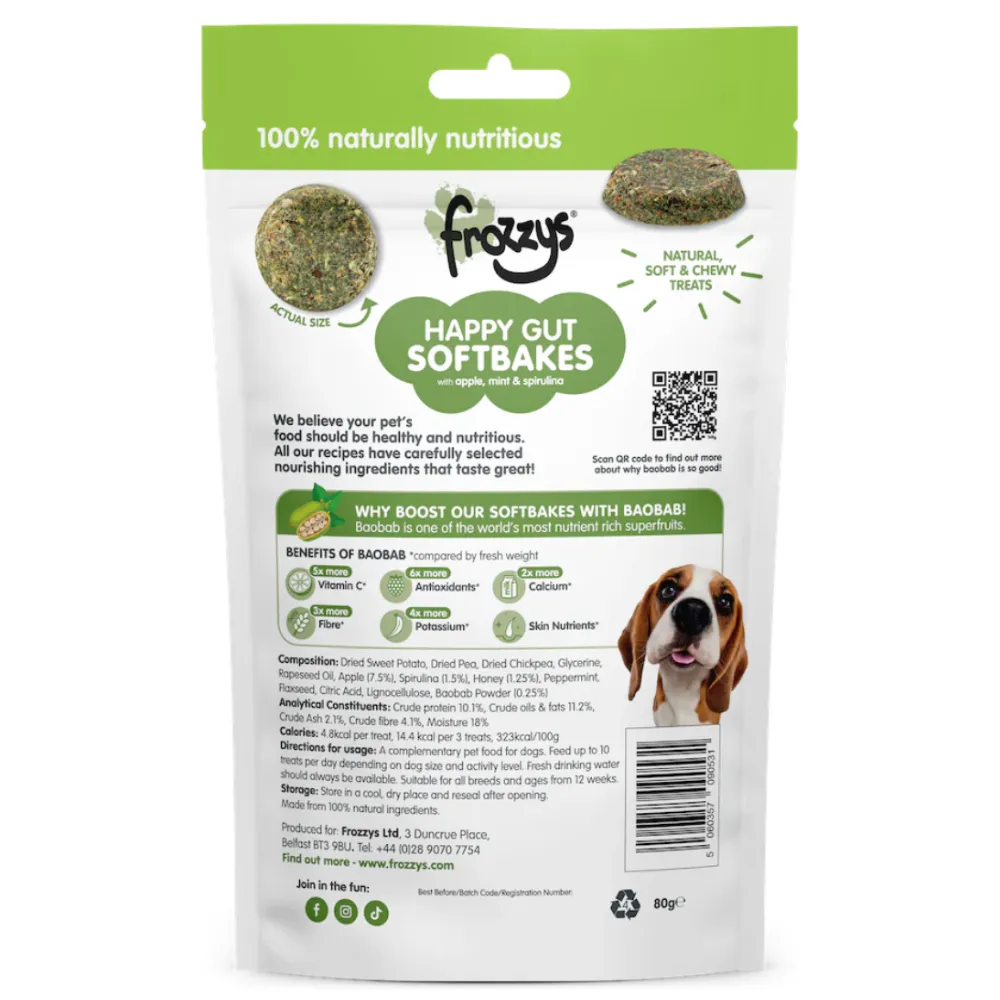 Frozzys Dog Treat - Happy Gut - Apple, Mint & Spirulina