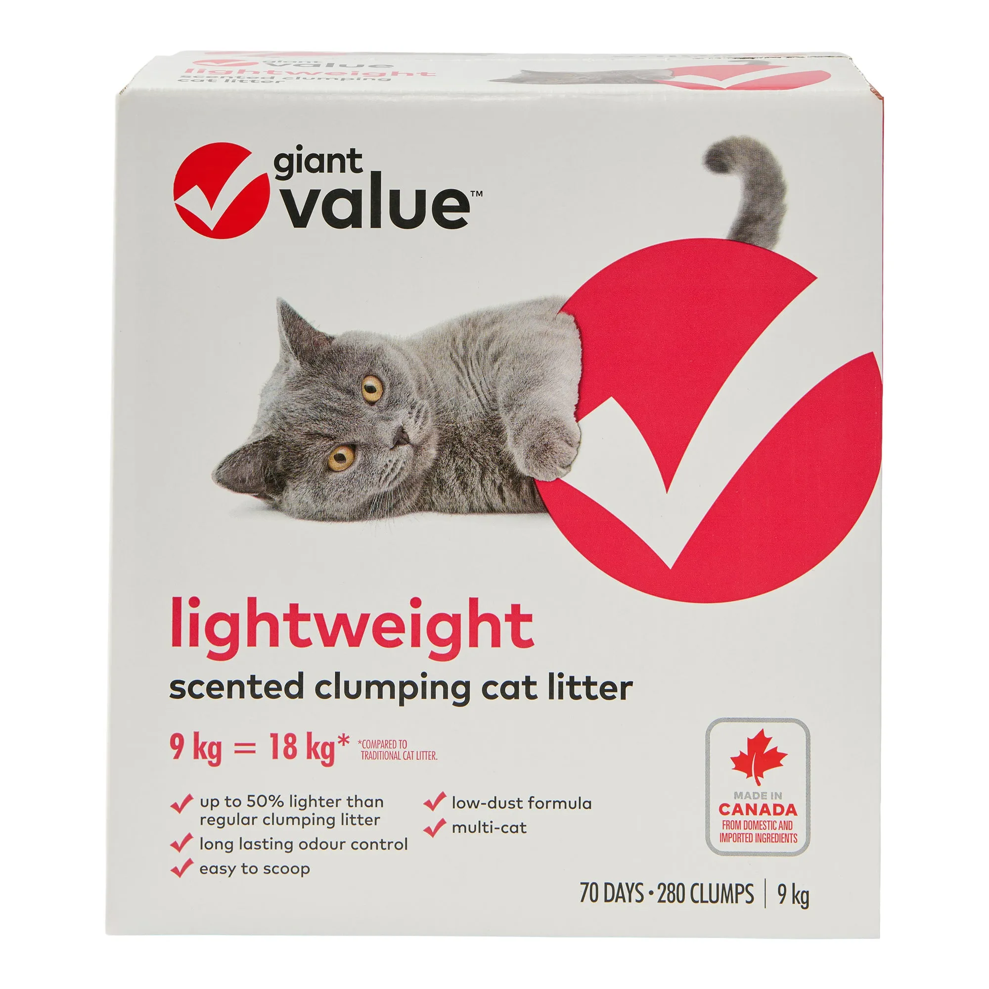 Giant Value Lightweight Scented Clumping Cat Litter, 9 kg