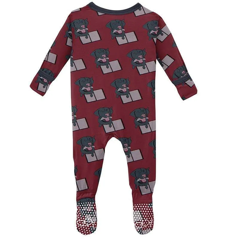 Girl's Print Bamboo Footie with Snaps - Wild Strawberry Dog Ate My Homework