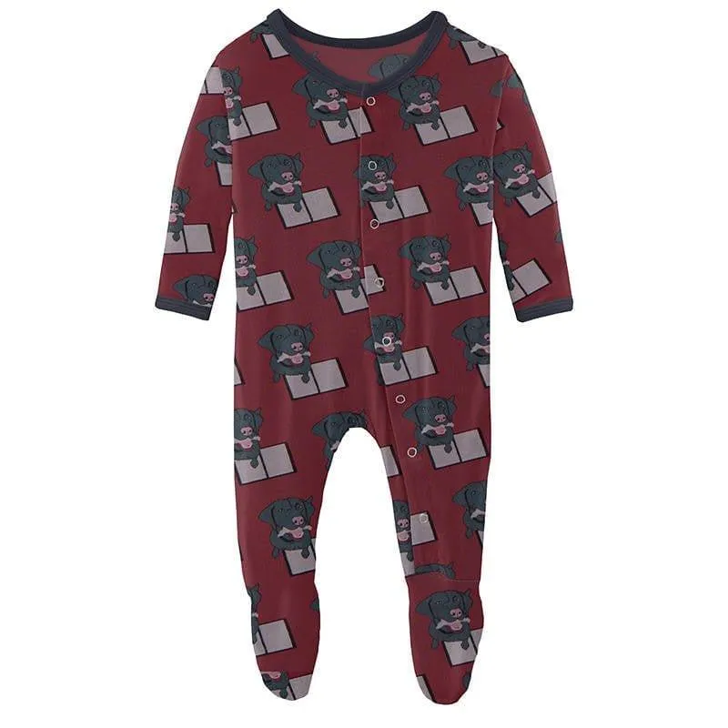 Girl's Print Bamboo Footie with Snaps - Wild Strawberry Dog Ate My Homework