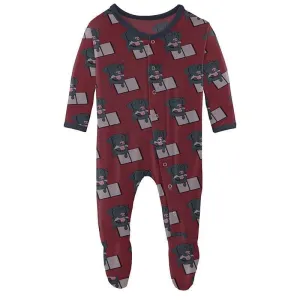 Girl's Print Bamboo Footie with Snaps - Wild Strawberry Dog Ate My Homework