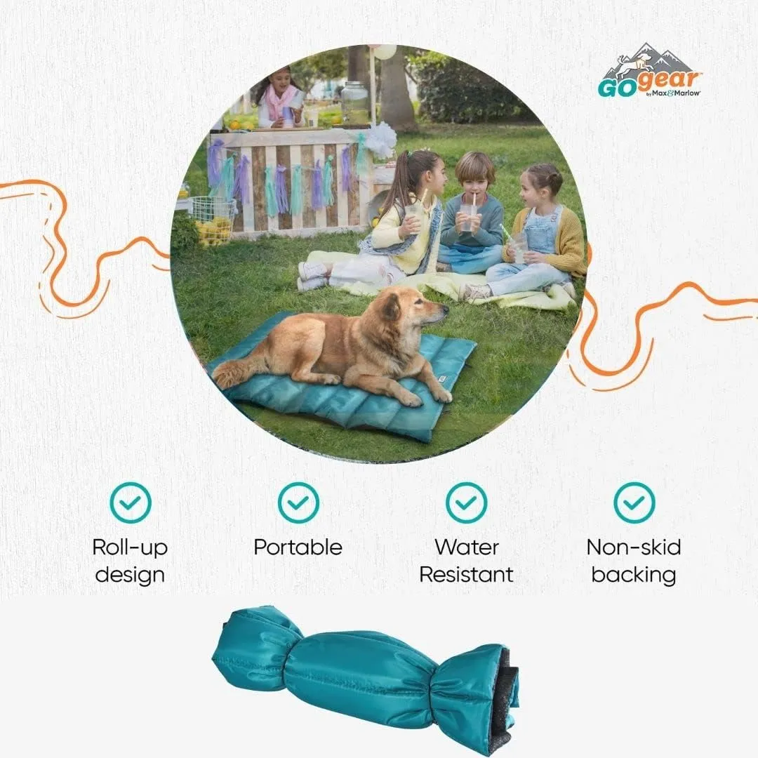 Go Gear by Max & Marlow Portable, Waterproof Roll Up Dog Mat Bed, Medium, Green (00346)