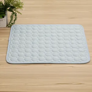 Gray Blue Pet Cooling Mat, Heat Relief Mat Dog Cooling Pad, Soft Ice Silk Material