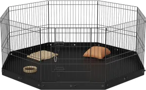 Happybuy Dog Playpen, 8 Panels Foldable Metal Pet Exercise Pen with Bottom Pad, 24" H Puppy Crate Kennel with Ground Stakes, Indoor/Outdoor Use for Small Medium Pets, Camping & Yard