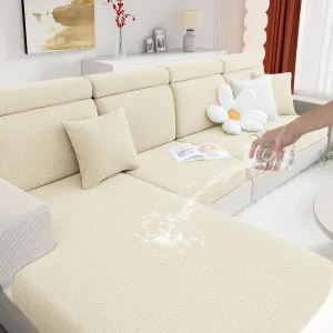 hyha Waterproof Couch Cushion Covers, Wear Resistant Couch Cover, Anti Slip Sofa Slipcovers Washable, Soft Thick Jacquard Furniture Protector for Pets Dog (2 Packs, Beige)
