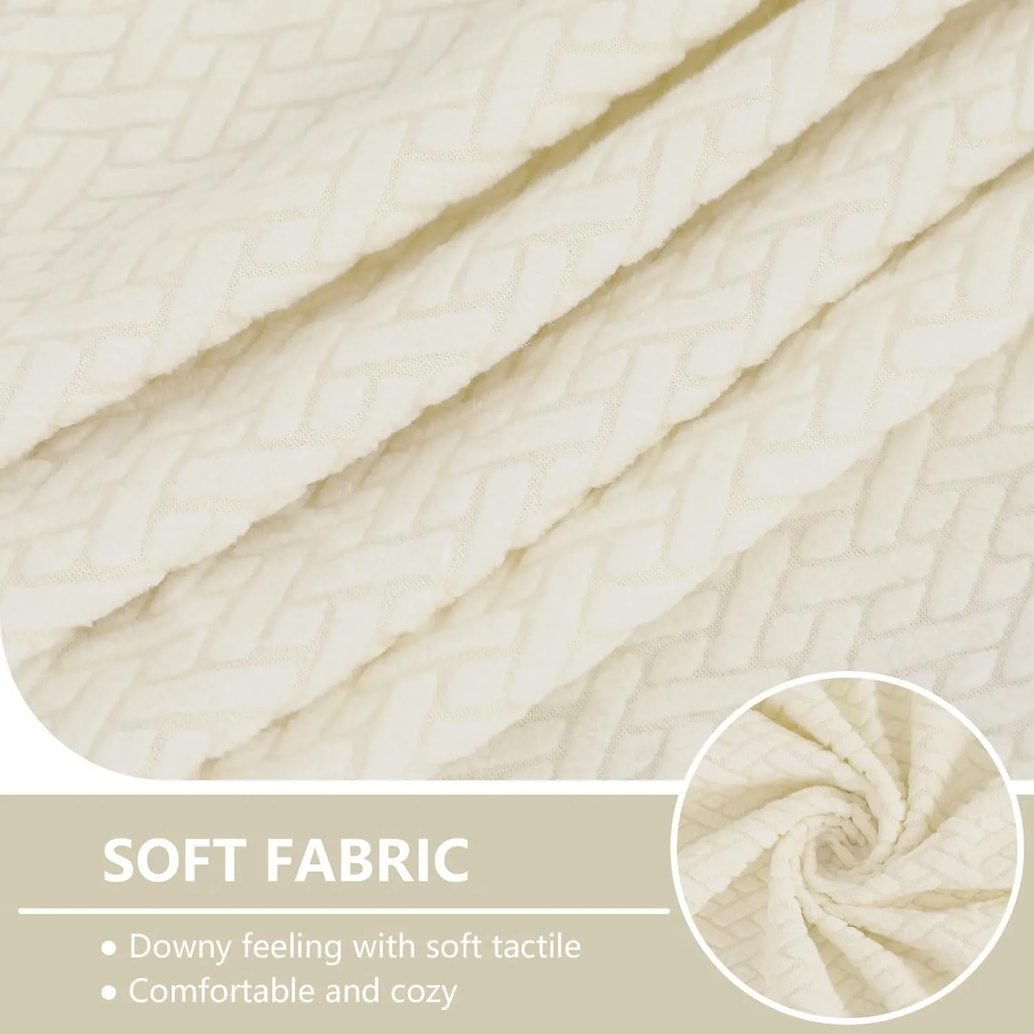 hyha Waterproof Couch Cushion Covers, Wear Resistant Couch Cover, Anti Slip Sofa Slipcovers Washable, Soft Thick Jacquard Furniture Protector for Pets Dog (2 Packs, Beige)
